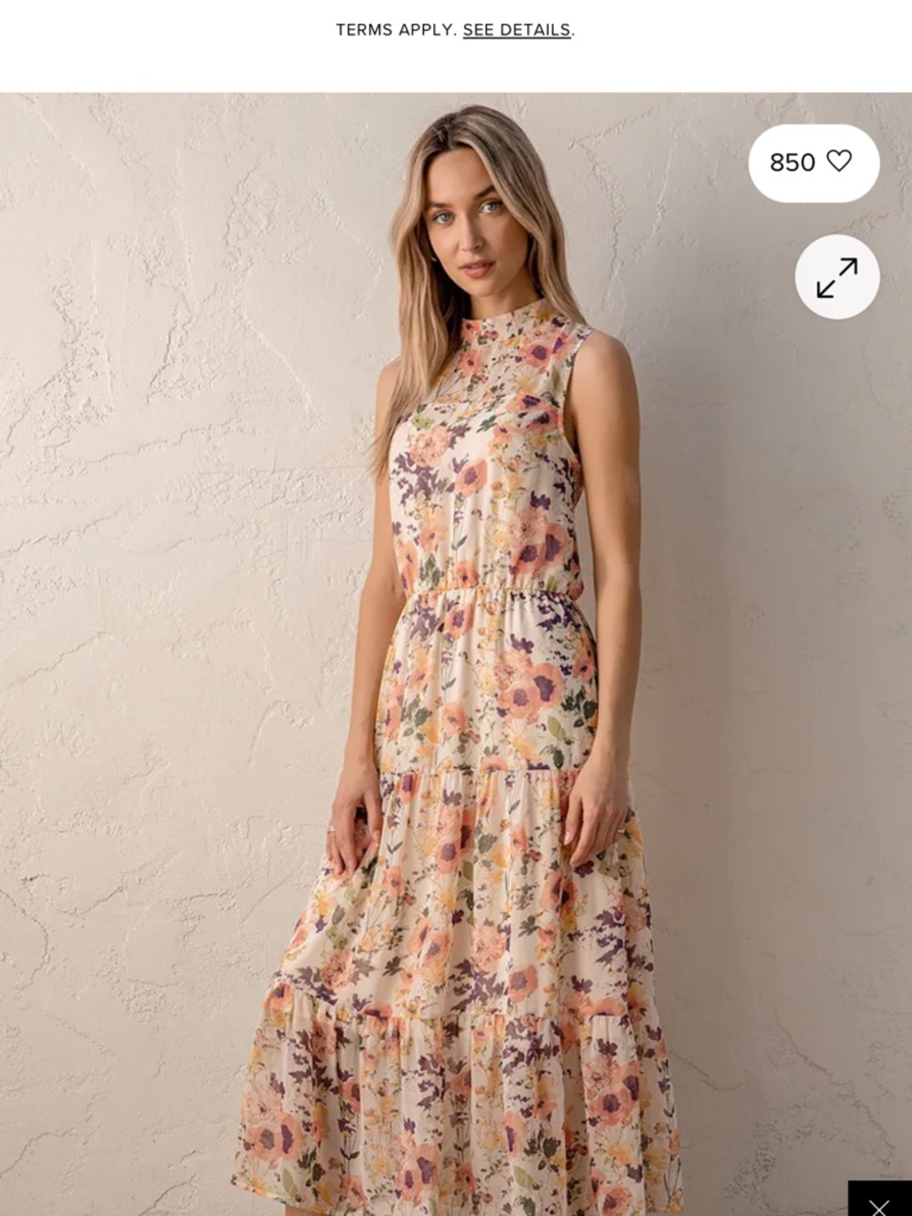 Lulu's Cream Floral High-Neck Tiered Maxi Dress